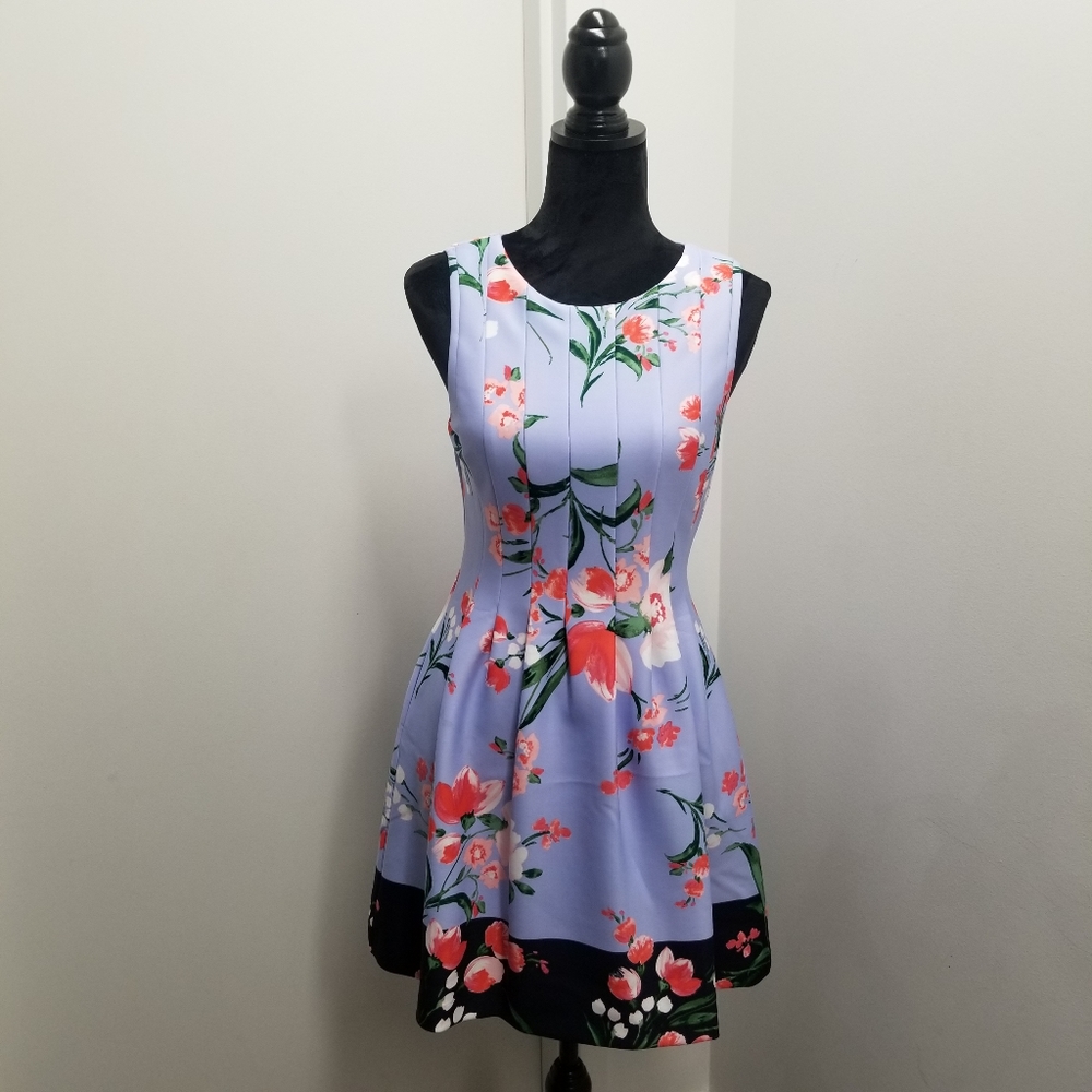 Vince camuto Blue release pleat tank fit & flare